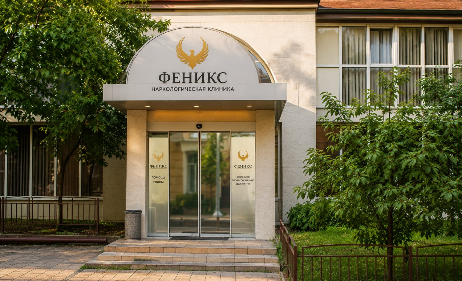 Вход в наркологическую клинику «Феникс» в Еманжелинске